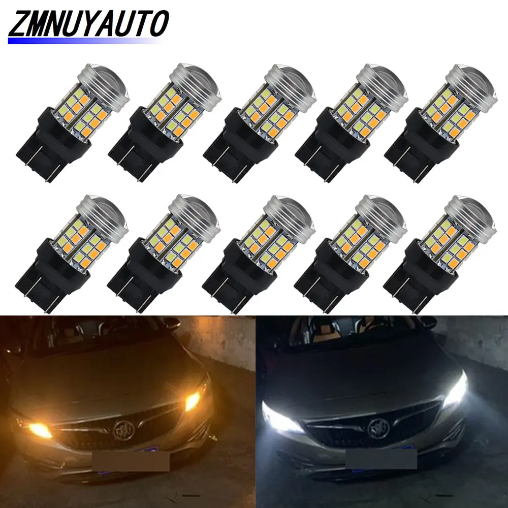 10PCS T20 7443 T25 3157 1157 BAY15D Led W21/5W P27/7W P21/5W Led Auto Car Bulbs Turn Signal Lights 12V Dual Color White Yellow