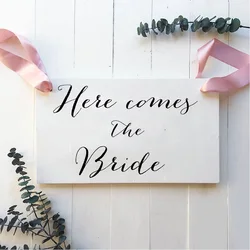 Wedding Here comes the Bride Sign Ringer Bearer, Flower Girl Wedding Stickers Vinyl Removable Waterproof decal