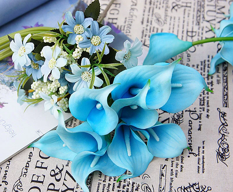 9-teiliges Set Künstliche Mini-Kallalilien aus Latex, Kunstblumen, Brautstrauß, DIY Hochzeitsblumenwand, Hintergrund, Heimdekoration – Detail 24