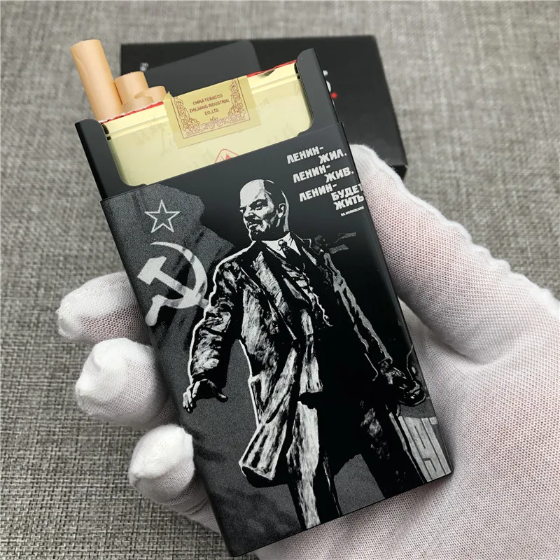 Customizd Lenin Russian Style Aluminium Alloy Cigarette Case Boxes  Cigarette Box Laser Engraved  Forever Diy Your Picture