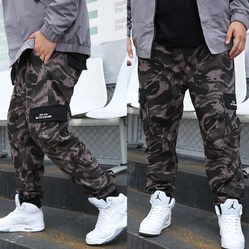 Mens Cargo Pants Casual Military Pants Large Size Overalls Men\'s Tide Brand Beamed Plus Fat Loose Wild Camouflage Pants 9XL