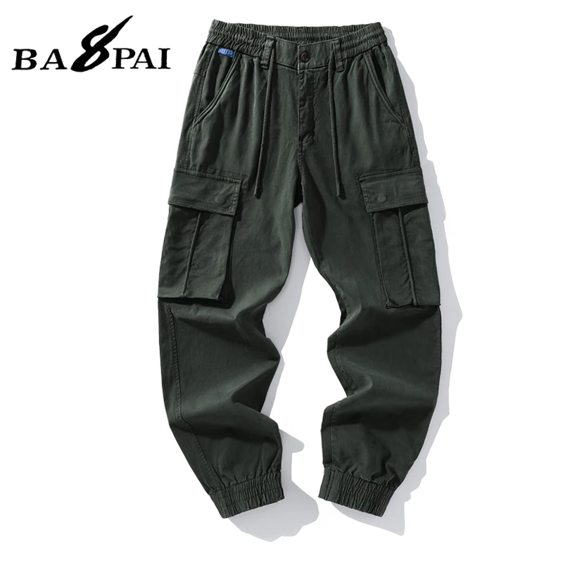 BAPAI Brand Men's Fashion Oversized Cargo Pants Autumn Thick Multi-pocket Outdoor Army Pants Multifunctional Combat Trousers