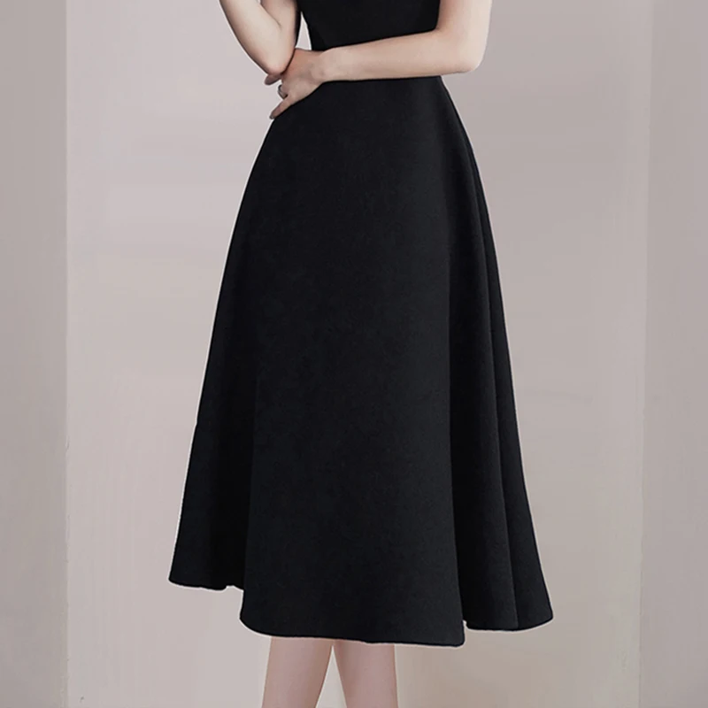 JSXDHK Brand Ladies Vintage Party Midi Party Dress High Quality Designer New Summer Bow Beaded Sleeveless Ball Gown Black Dress