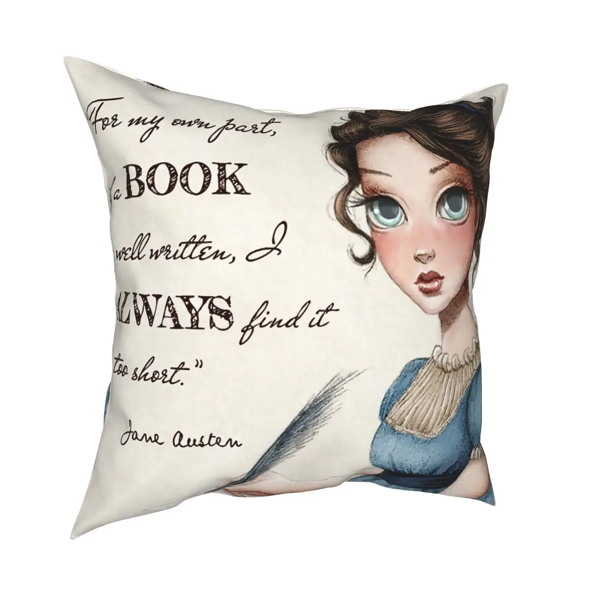 Jane Austen Portrait Pillowcover Decoration Writer Novel Author Cushion Cover Throw Pillow for Home Double-sided Printing