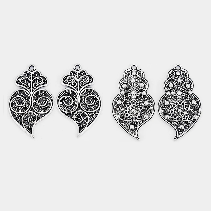 5pcs Antique Silver Color Heart Metal Charms Pendant for DIY Earring Neckalce Bracelet Jewelry Making Findings Accessorie