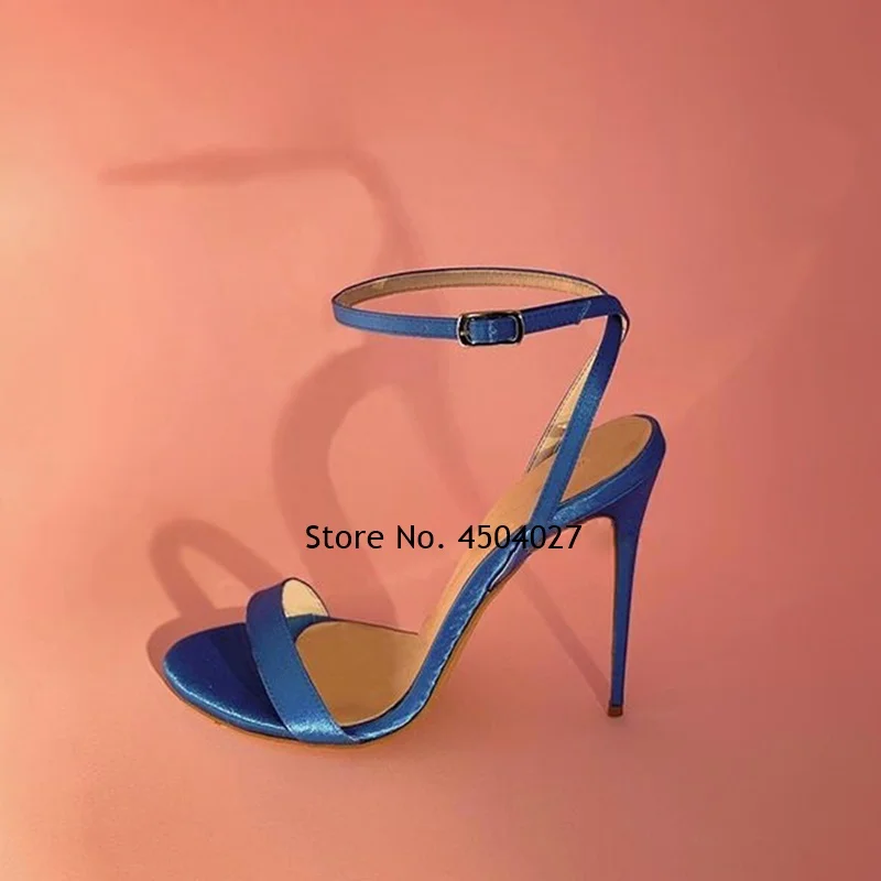 Fashion Ankle Buckle Single Strap Women\'s Sandals Pointed Toe Stiletto Heels Dress Shoes