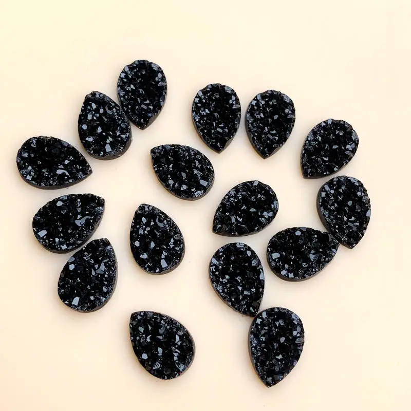 DIY Pure black Mineral Surface Water drop Resin 10*14mm 50pcs Flatback Cabochon DIY Craft Artesanato Accessories