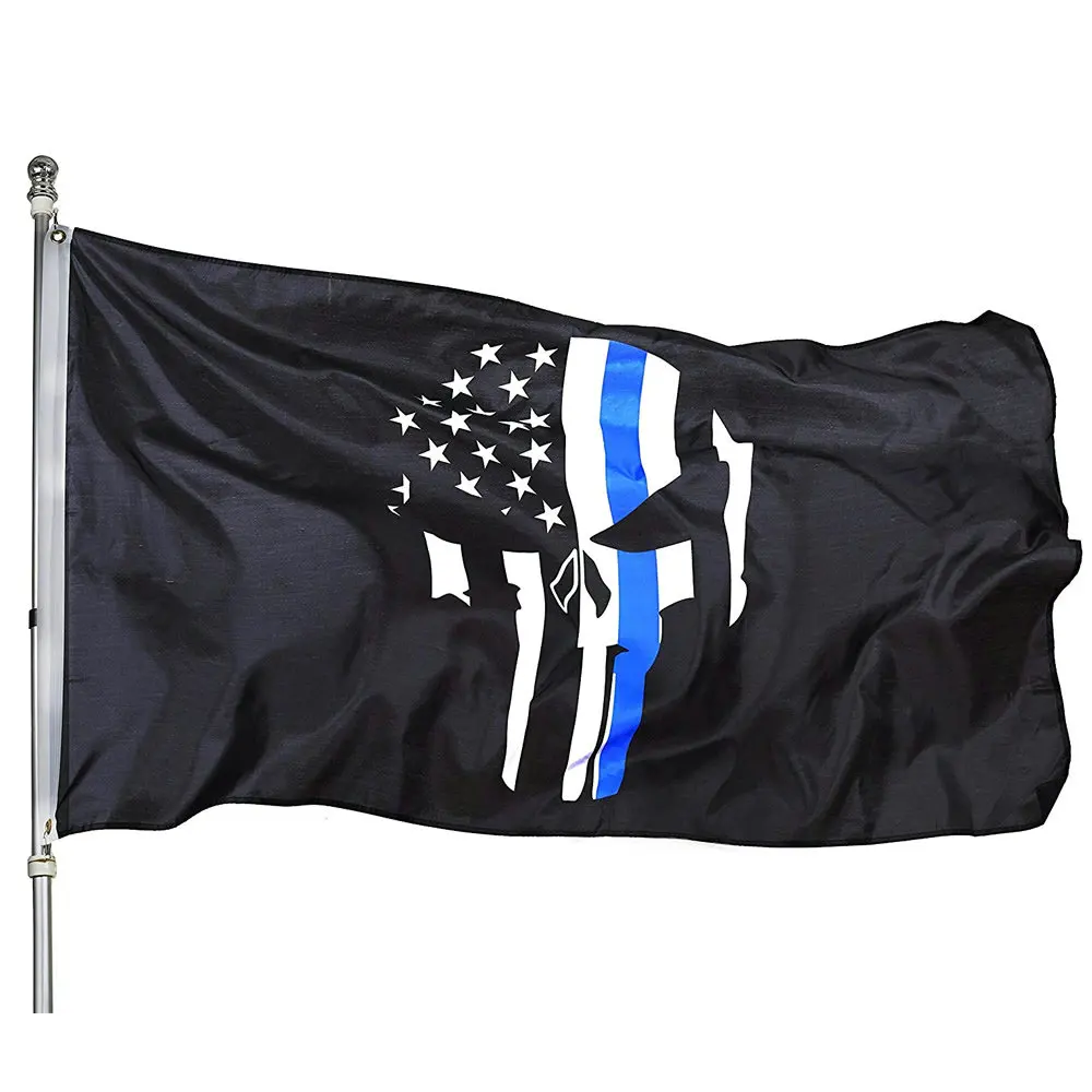 USA first responder police Flag 90x150cm Polyester thin blue line skull bone America Punisher Police Flag for decoration