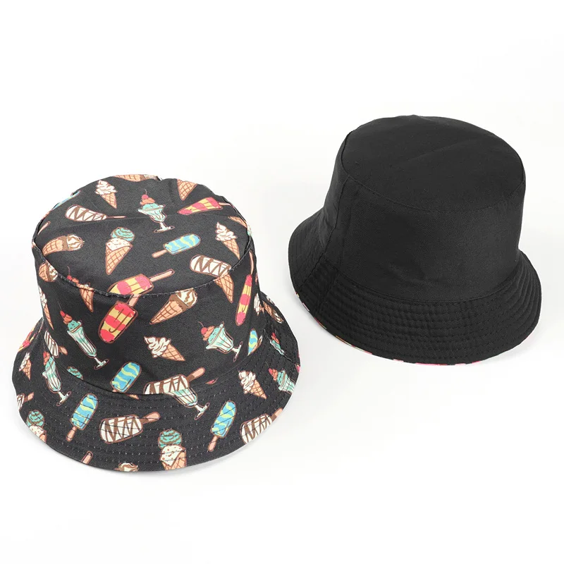 LDSLYJR Cotton Ice Cream Cake Print Bucket Hat Fisherman Hat Outdoor Travel Hat Sun Cap Hats for Men and Women 296