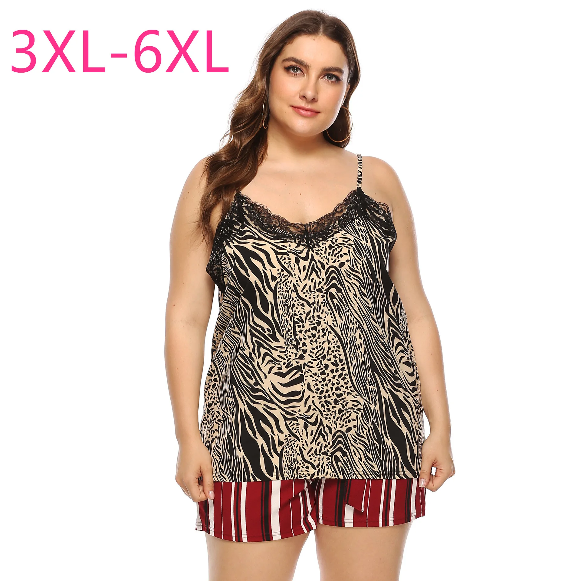 

New 2021 Summer Plus Size camisole Tops For Women Large Sleeveless Strapless Loose Casual Leopard Lace Shirt 3XL 4XL 5XL 6XL