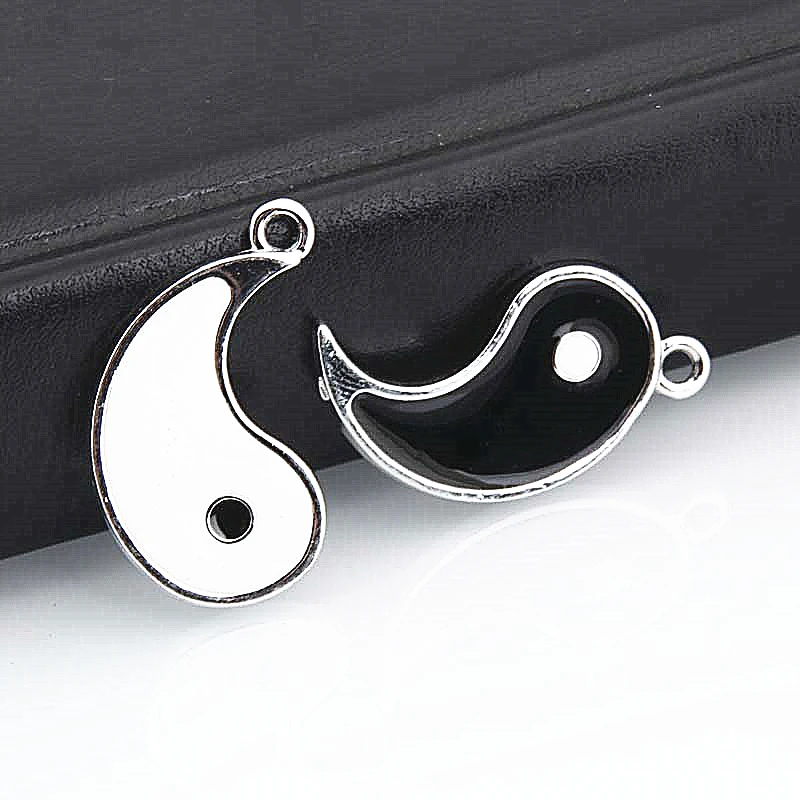 5sets(10pcs) Silver Color Yin Yang Taiji Gossip Charms Jigsaw Puzzle Pieces Pendant For DIY Handmade Jewelry Making Accessories