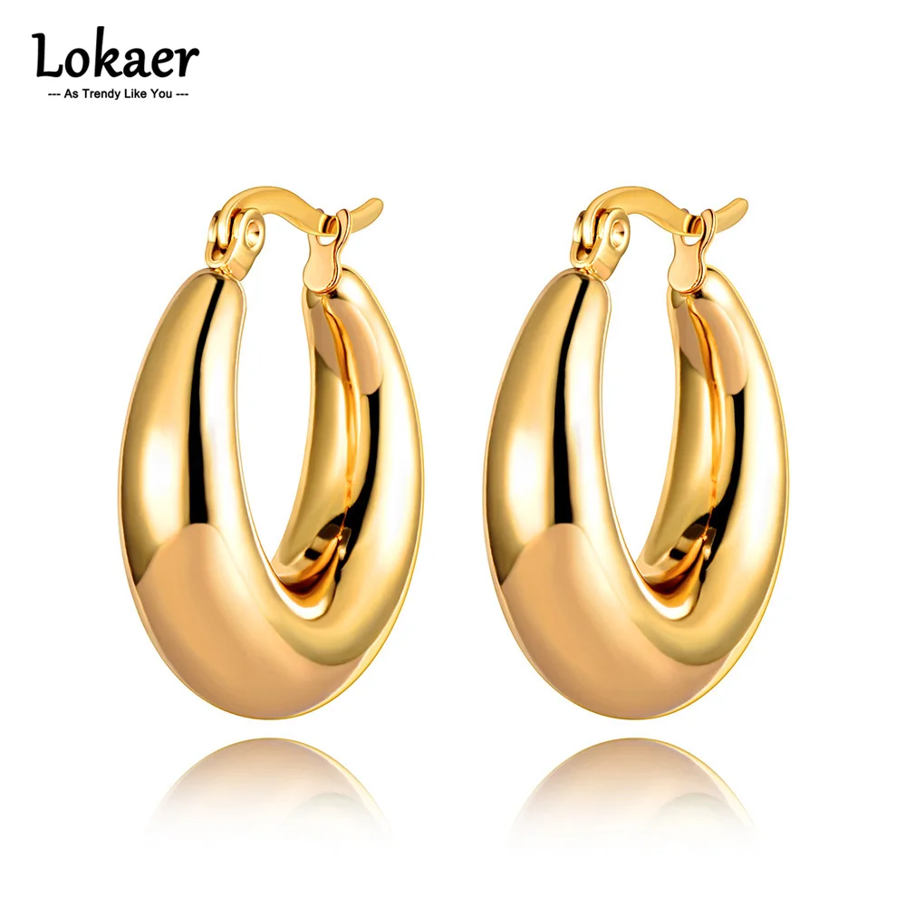 Lokaer Neue Design Edelstahl Geometrie Kreis Ohrringe 14K Gold Überzogene Böhmen Party Ohr Schmuck Für Frauen pendientes E21107