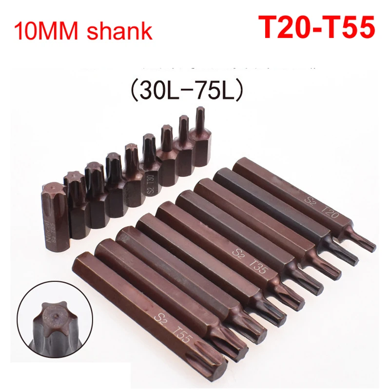 chave de fenda torx de 75 mm e 30 mm broca de 10 mm haste hexagonal para chave de fenda de impacto t20 t25 t27 t30 t35 t40 t45 t50 t55 18 pecas 01