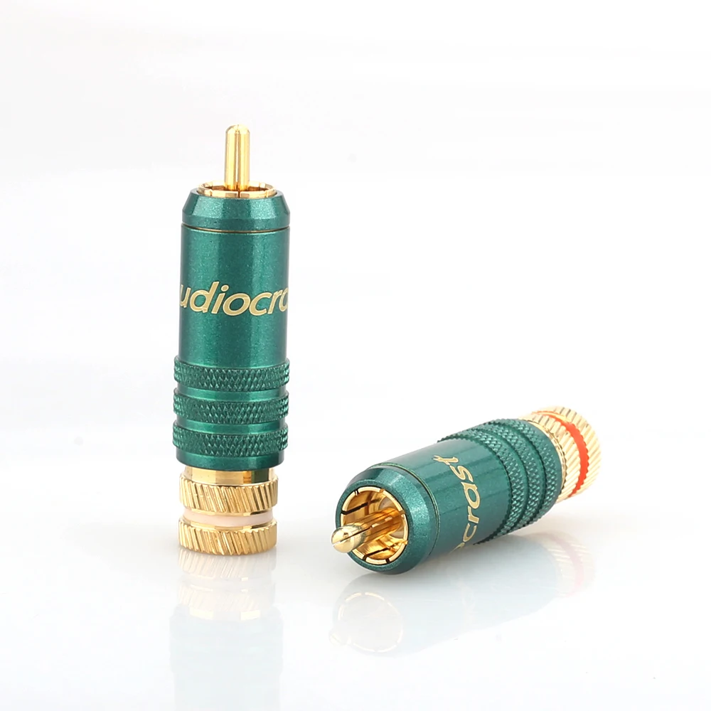 

Audiocrast 4pcs R003 24K Gold Plated RCA Connector Plug HIFI RCA Plug 9mm Audio Cable Connector