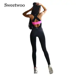 New Sports Jumpsuit Sport Suit Women Tracksuit Yoga Set Tight Bandage Backless Gym Running Set Sport Wear Women Fitness Clothing