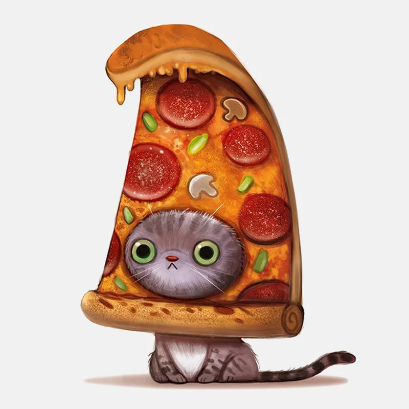 

Fuzhen Boutique Decals Exterior Accessories Personality Delicious Pizza and Cat PVC Motorcycle Car Sticker