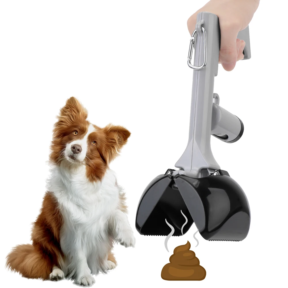 Pet Accessories Outdoor Cleaning Tools Poop Pick Up Holder Pet Pooper Scooper 2 In 1 with 1 Roll Garbage Bags