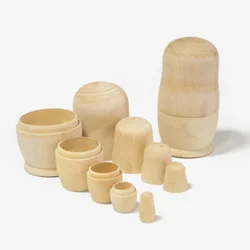 5pcs Wooden Russian Nesting Doll  Unpainted Blank DIY Hand-painted Crafts children Toy Creative Home wood decoration accessories
