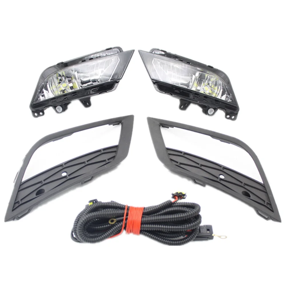 

LED Light For Seat Leon 2013 2014 2015 2016 Front LED Fog Light Fog Lamp With Bulbs Grille Cover And Wire Harness Assembly