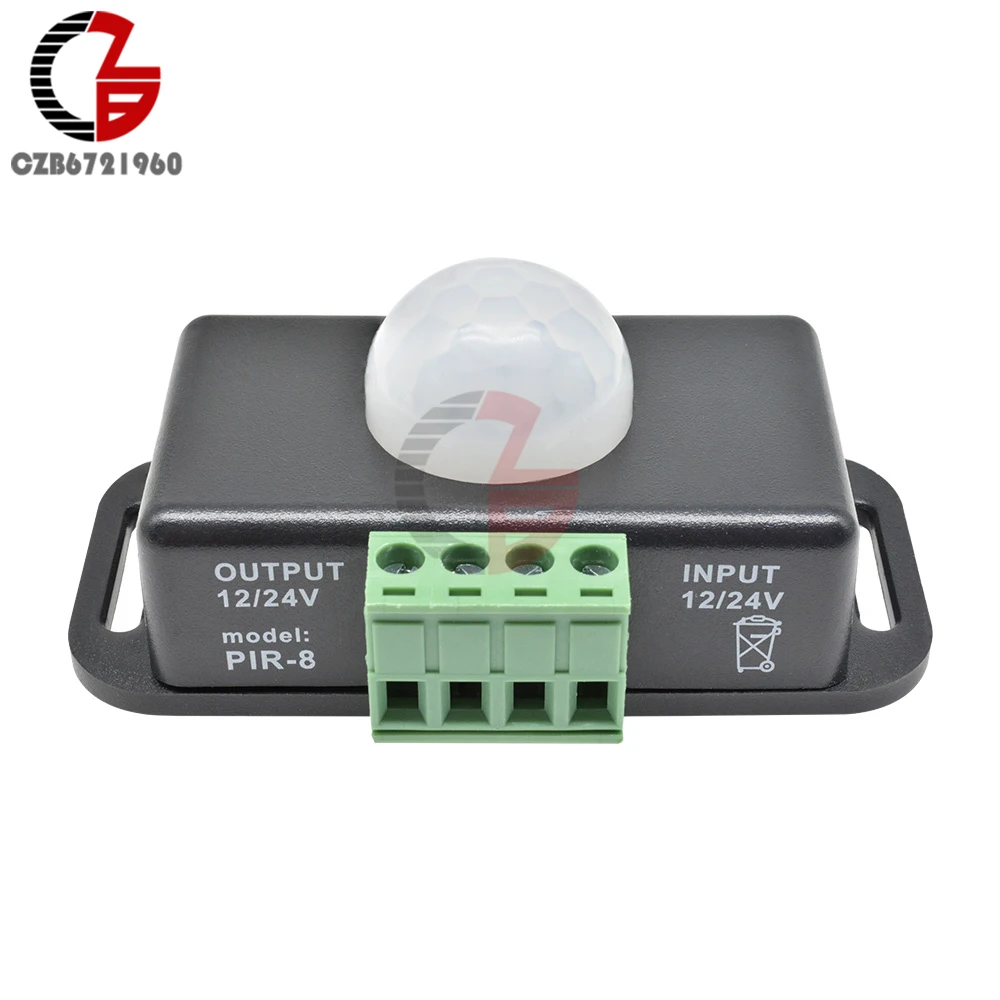 DC 12V 24V 8A Automatic Adjustable PIR Motion Sensor Switch IR Infrared Detector Light Switch Module for LED Strip Light Lamp