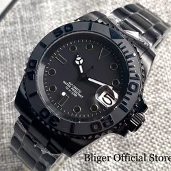Diving 100M Waterproof NH35AA PT5000 Movement Automatic PVD Watch Men Sapphire Glass Ceramic Insert Steel Bracelet Glide lock