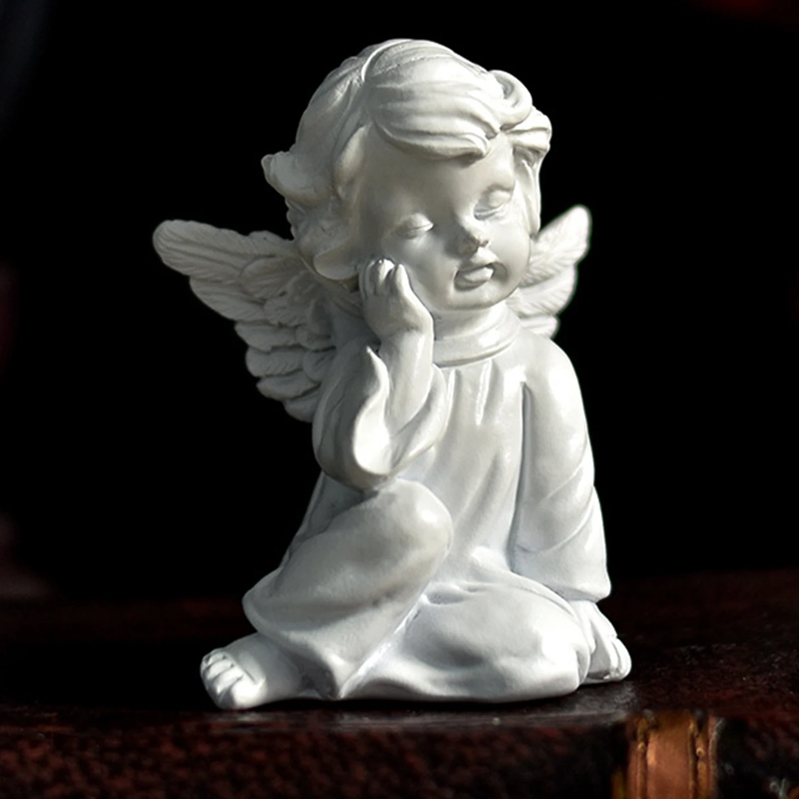 Napping Angle Sculpture Desktop Cute Resin Decorative Statue European Retro Flower Fairy For Garden Home Decoration Gifts