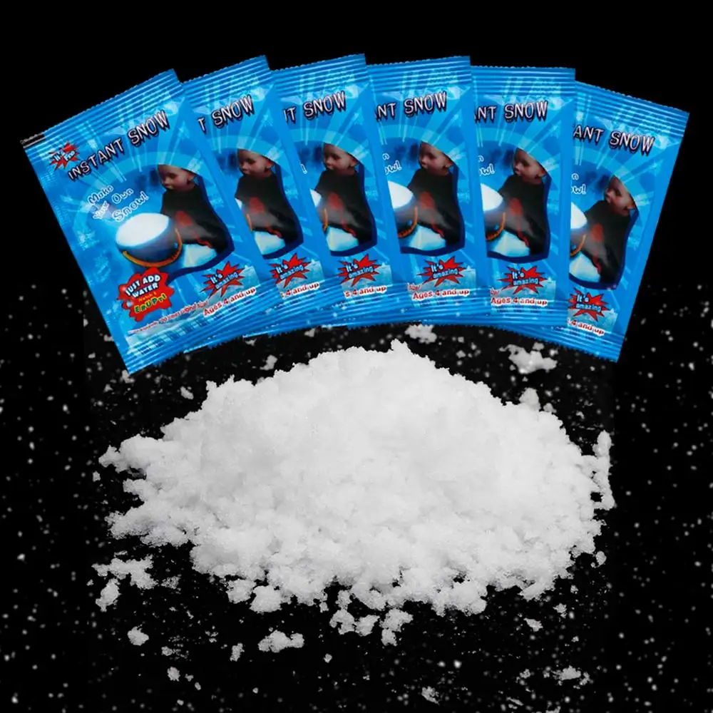 1/5/10 bag Christmas Fake Magic Instant Snow Fluffy Super Absorbant Party Supplies Decorations For Christmas Wedding Snowflake