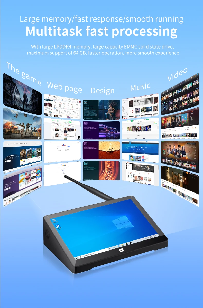2026 New Pipo X9/X9S Windows 10 Mini PC Intel Quad Core J4005 4G/64G Tablet PC 9 Inch 1920*1080 Touch IPS Screen Laptop MINI PC