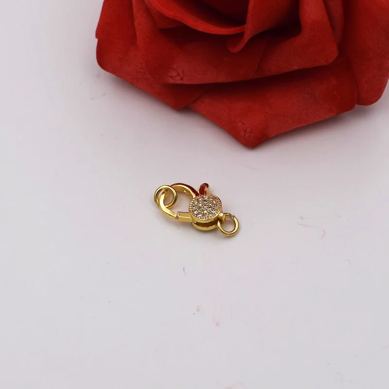 3 PCS lobster clasp 12x24mm 18k gold Filled CZ micro pave coin clasps Finding