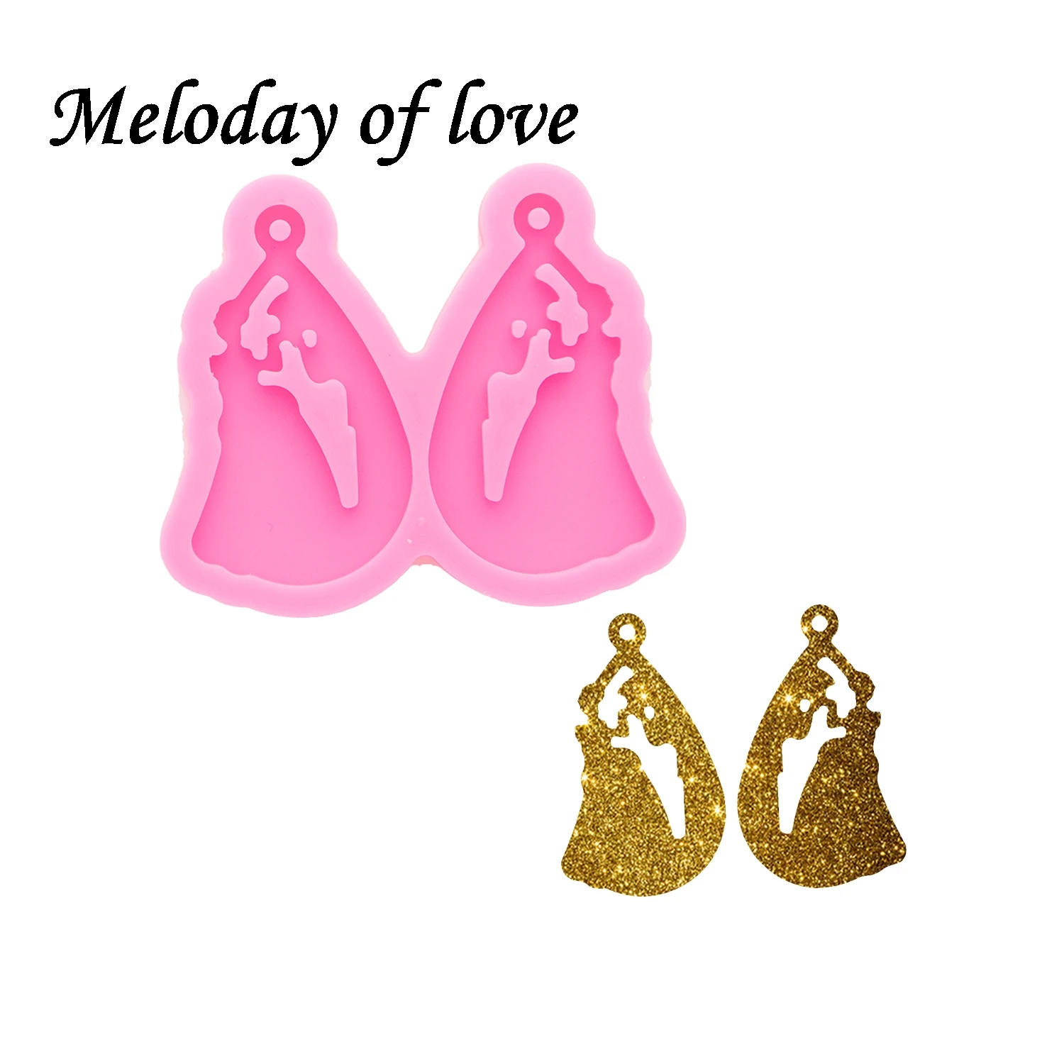 Shiny Girl's wedding Dress earrings Mold,  DIY Epoxy Resin Silicone Molds, Resin Crafting Mold Supplies for jewelry DY0930