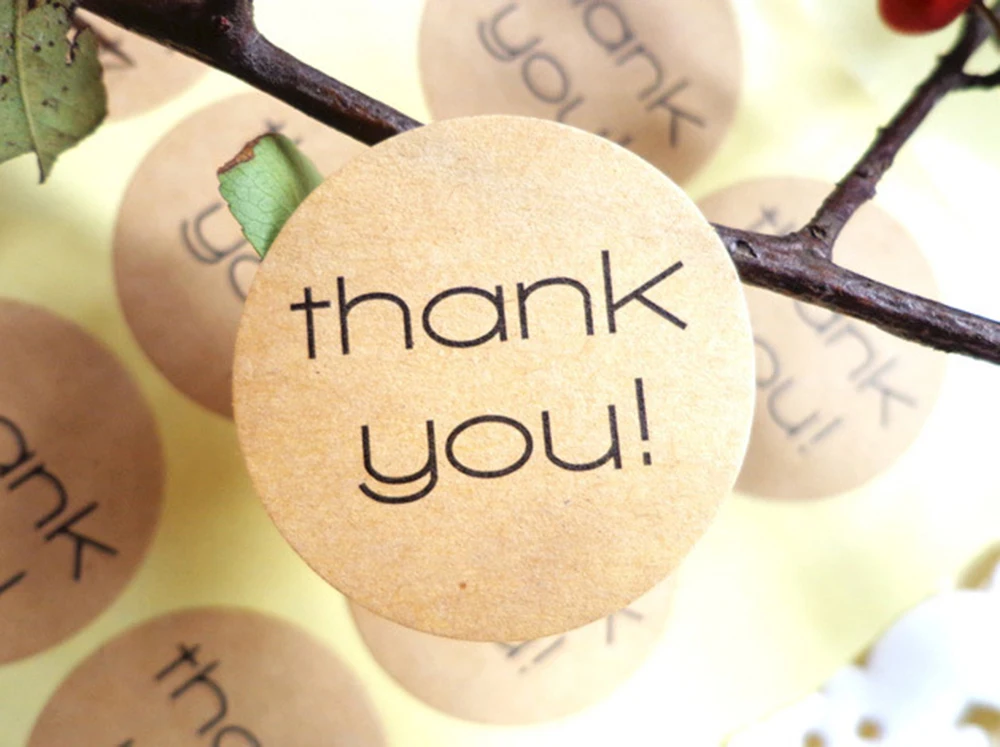 60Pcs Creative Ronde Sticker Dank U Kraftpapier Diy Partij Decoratie Bakken Pack Sticker Scrapbooking Stickers