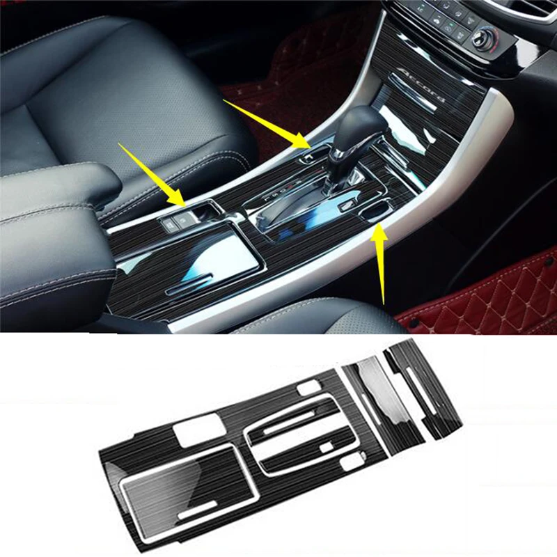 

For Honda Accord 9th 2014-2015 6pcs/SET Black stainless Texture Gear Shift Knob Trim Cover