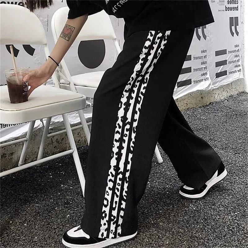 Sports casual pants men women autumn winter hip hop straight wide-leg high-waist all-match loose student unisex trousers