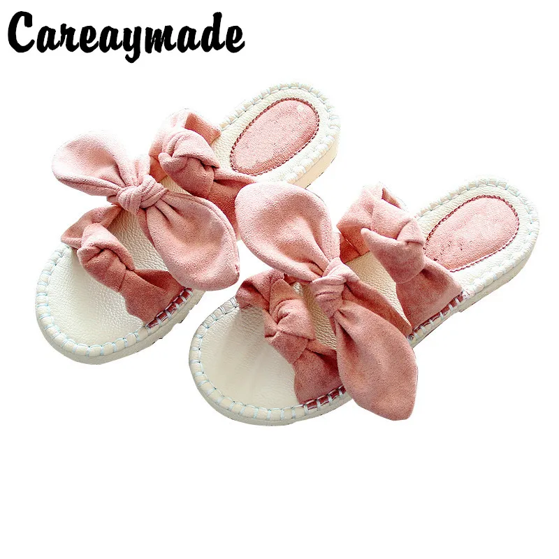 

Careaymade-Summer New Korean Edition Butterfly Knot Sweet Comfortable Slippers,College style flat soft sole shoes,5 colors