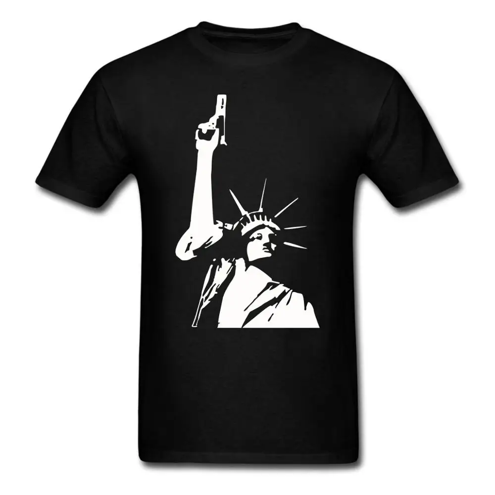 

Statue Of Liberty Gun Rights Tee Shirt Men's Funny T-Shirts 100% Cotton T Shirt USA SIZE