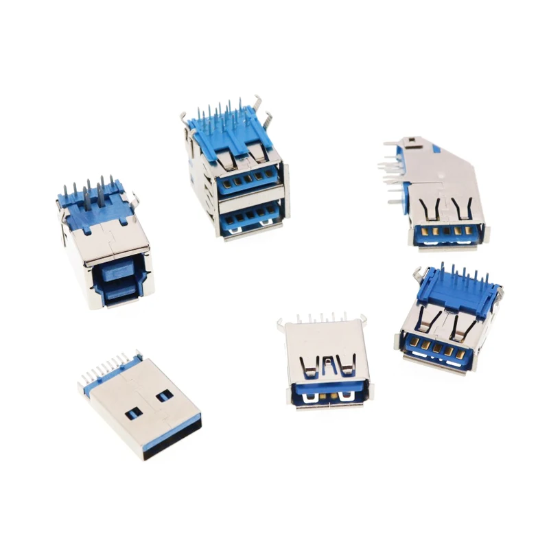 5Pcs USB Connectors 3.0 A Type Female AF Type 90 Degree Side Insertion 180 Degree High Speed Interface MICRO Connector