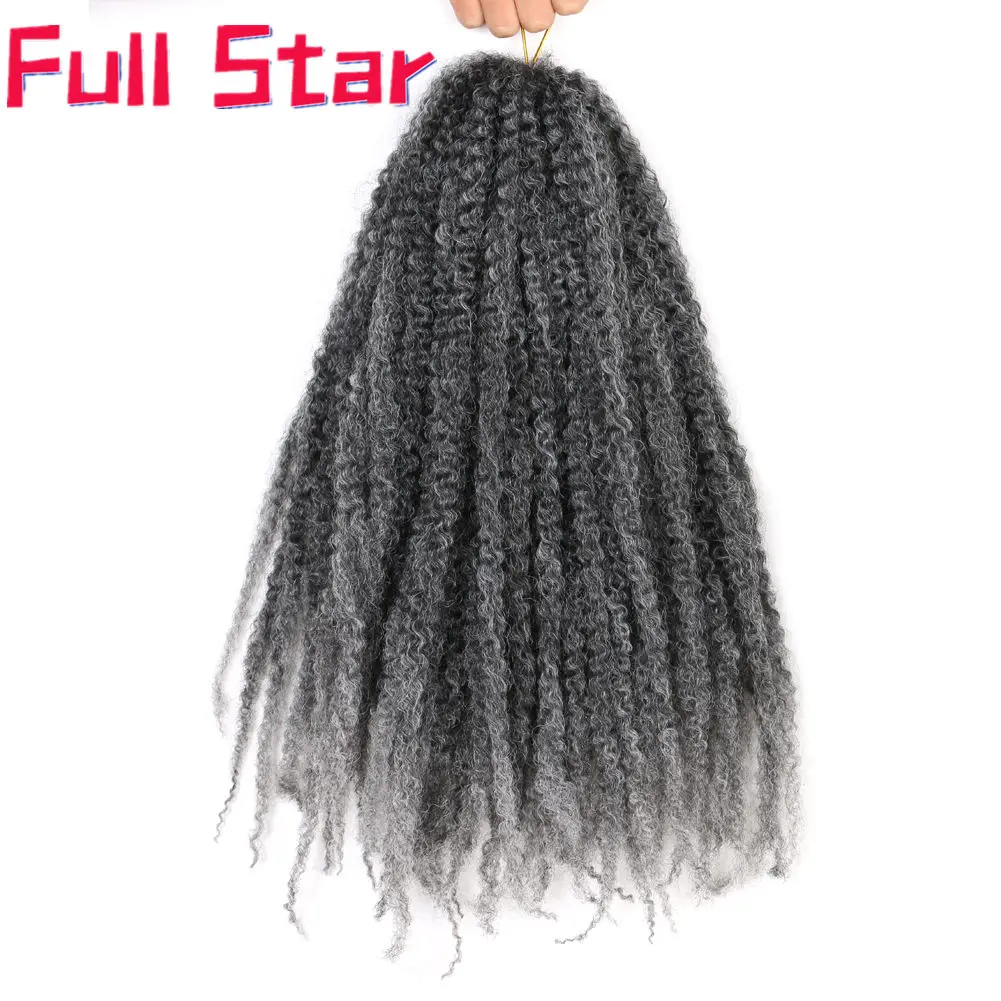 Full Star Synthetic Crochet Braid 18" Afro Kinky Curly Marley Braids Yaki Ombre Braiding Hair Extensions Bulk Black Brown Bug