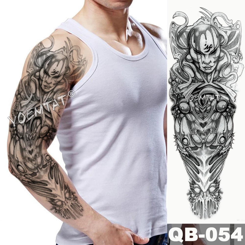 Tatuaje de manga de brazo grande para hombres y mujeres, Espada de la vieja escuela, impermeable, tatuaje temporal, pegatina, cuerda, Guerrero potente, tótem completo