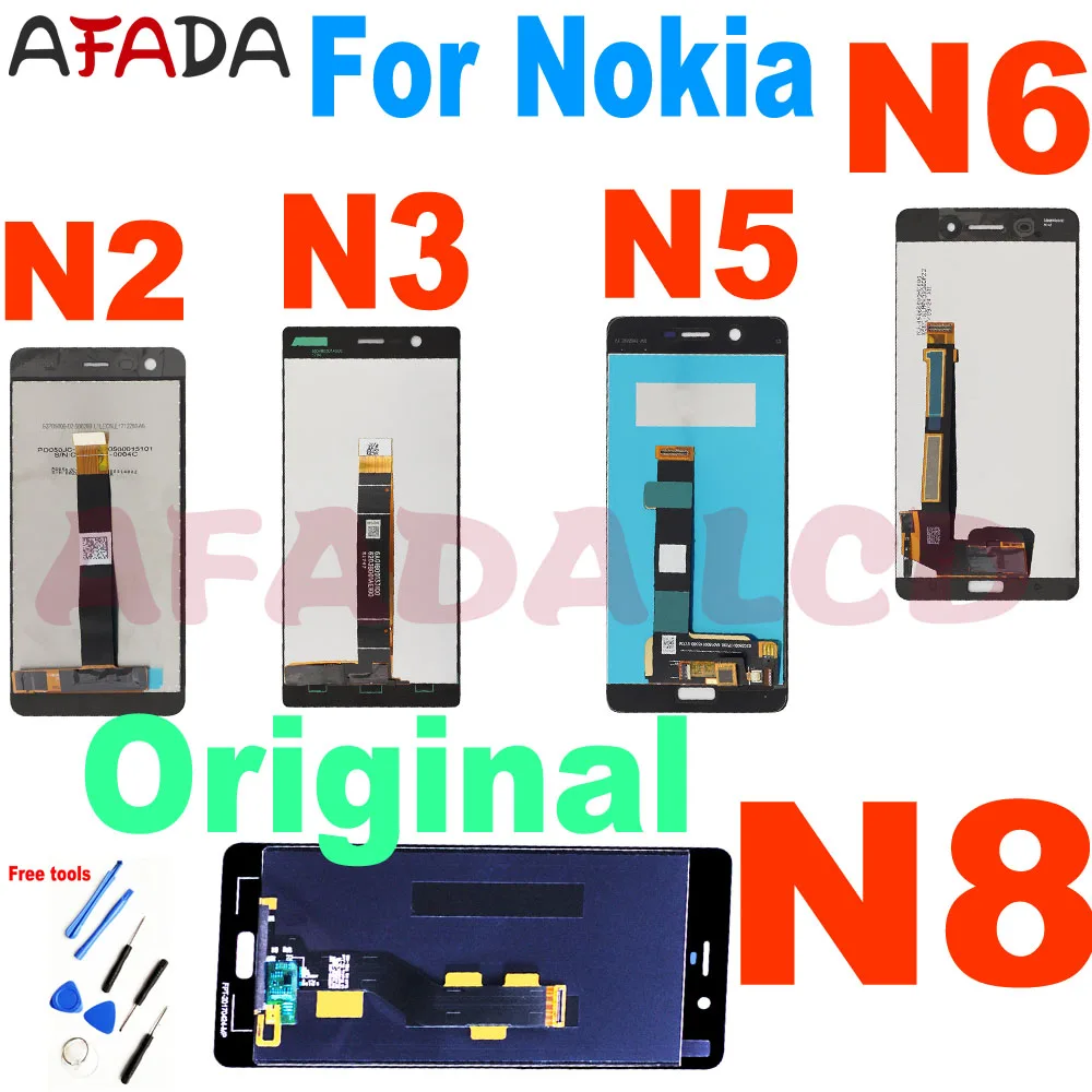 Original For Nokia 3 N3 TA-1020 TA-1028 TA-1032 TA-1038 for Nokia 5 N5 6 N6 8 N8 LCD Display Touch Screen Digitizer Assembly