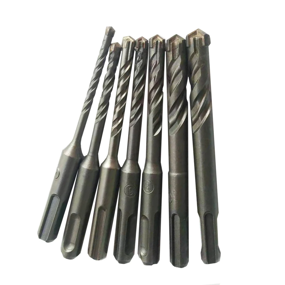 4 tipo 7 pçs/sets 110mm sds mais bocados de perfuração concretos do bocado de broca de aço 40cr da broca da pedra do cortador transversal 4-12mm