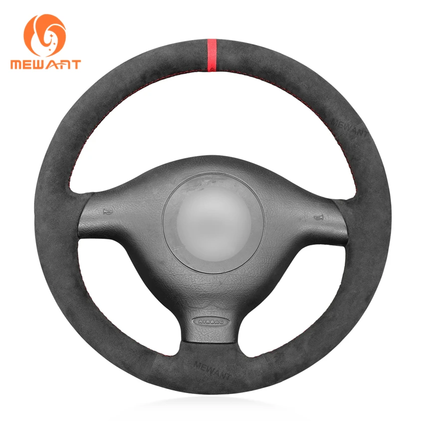 

Black Alcantara Dark Gray Steering Wheel Cover for Volkswagen VW Golf 4 IV Passat B5 Variant Polo Skoda Fabia 1 Seat Leon MK1