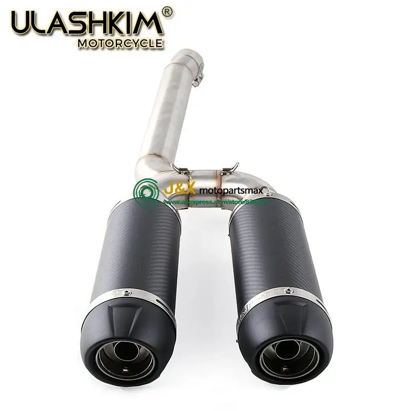 Slip On For Yamaha FZ-6N FZ-6S FZ6 FZ6S FZ6N Motorcycle Carbon Fiber Exhaust Muffler Connecter Middle Pipe Full System