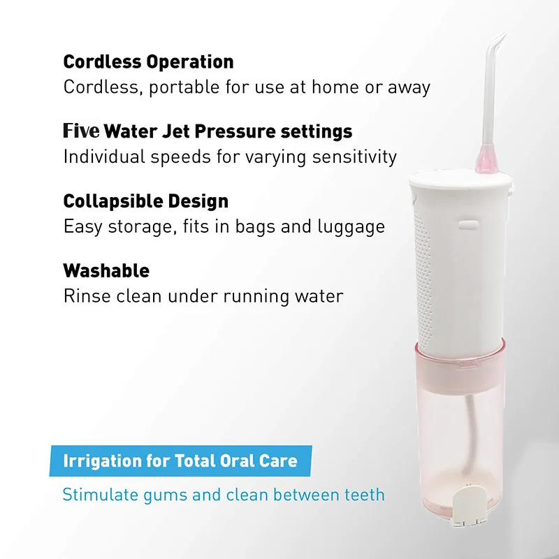 Không Dây Răng Miệng Irrigator Du Lịch USB Sạc Ốp Nha Khoa Nước Flosser Di Động Răng Vệ Sinh Flosser Với 5 Máy Bay Phản Lực Đầu