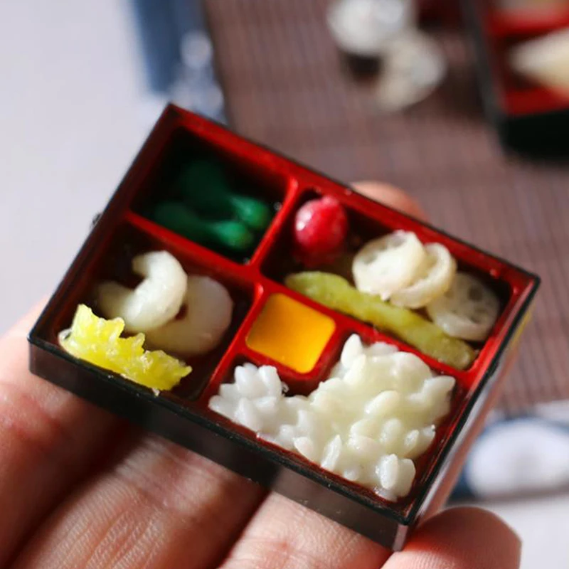 1/6 Scale Dollhouse Mini Japanese Sushi Lunch Box Miniature Toy Doll Food Kitchen Accessories Kids Gift Pretend Play Toy