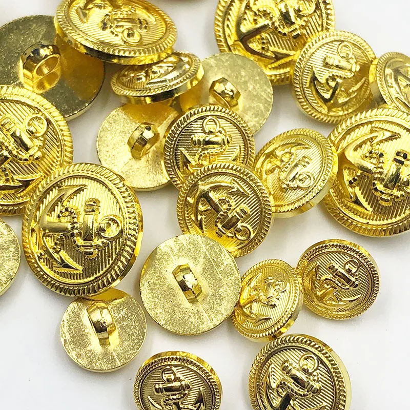 20PCS/pack 13/15/20MM Gold Anchor Buttons Plastic Sewing Accessory Shank Button Garment Clothing PT336