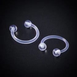 5pcs Clear Nose Ring Septum Hoop Flexible Eyebrow Lip Ear Piercing Acrylic Cartilage Earring Circular Horseshoe Body Jewelry 16G