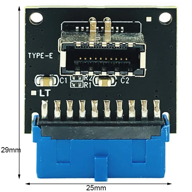 USB 3.0 Header Internal Ke USB 3.1/3.2 Tipe C Adaptor Tipe E Depan 20pin Ke 19Pin Konverter untuk PC Motherboard Connector Riser