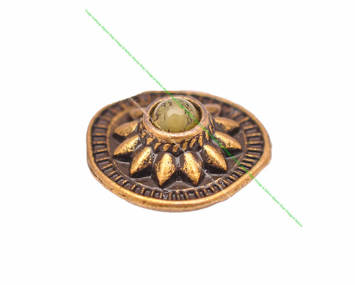 10pcs 19*18mm Vintage Messing Sonnenblume schwarz türkis Conchos Zubehör für DIY Leder Handwerk Gürtel Ledertasche Schlüssel bund Dekor – Detail 11
