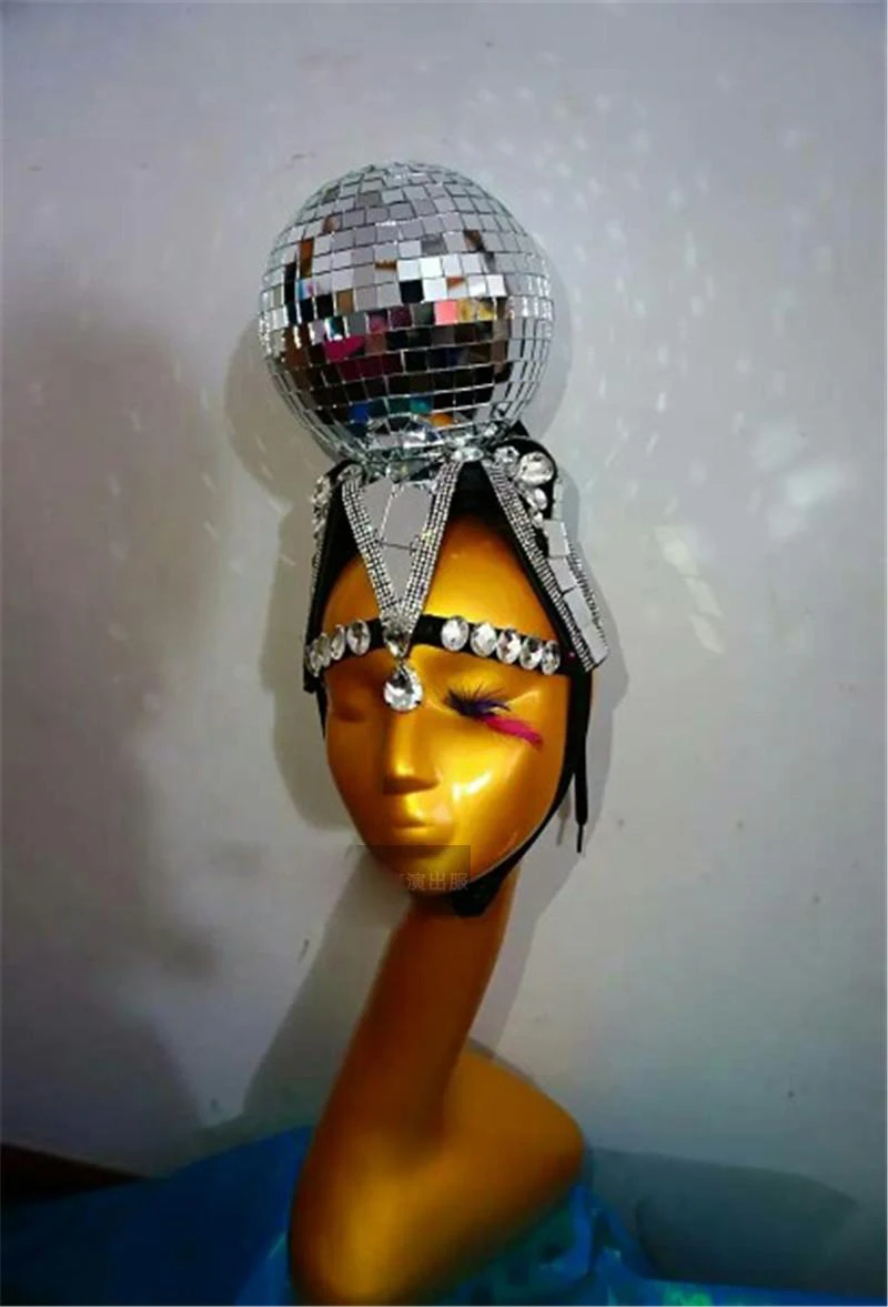 Female Singer Dance Nightclub Bar  Show Team Party Exaggerated Ball Super Bright Lens Headwear Cosplay headdress