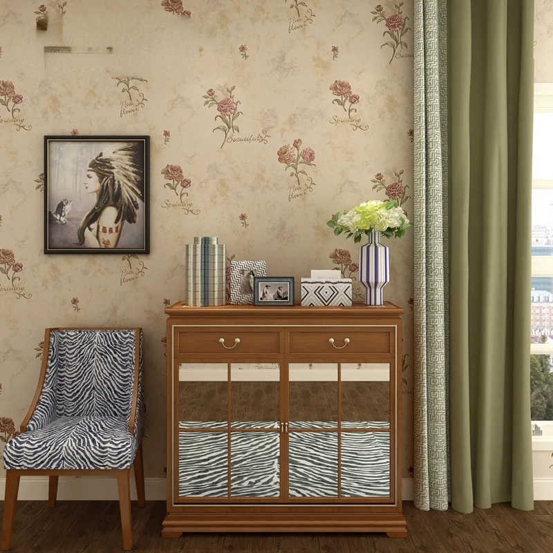 American Pastoral Floral Seamless Whole House Bedroom TV Backdrop Wall Affordable Luxury Style Nordic Wall Covering Fabric